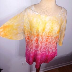 Hippie Style- Tie Dye w Bling Top- W Sz Large 12-14